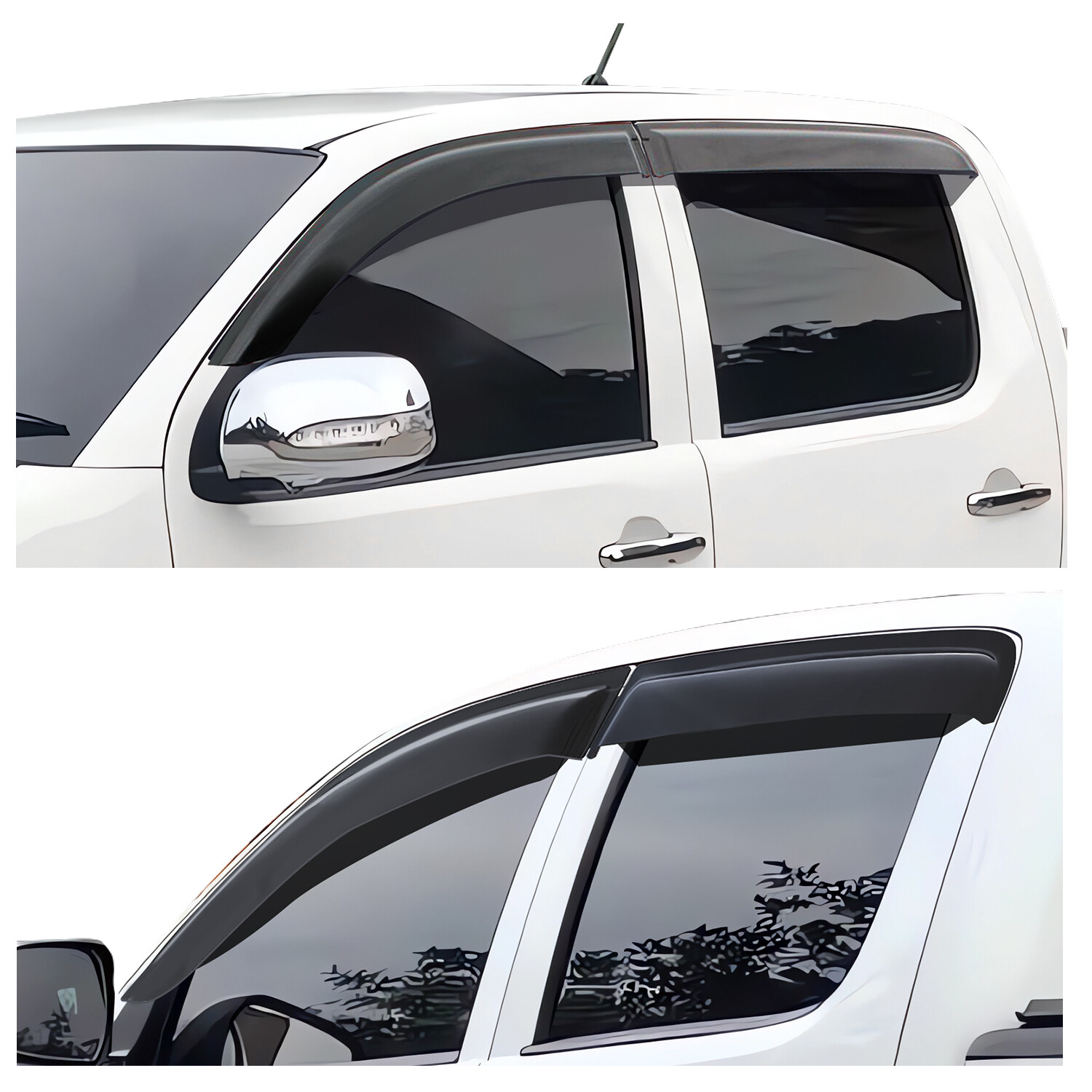 Tinted Wind Deflectors 4pcs for Toyota Hilux 20052015 D4D MK6 MK7