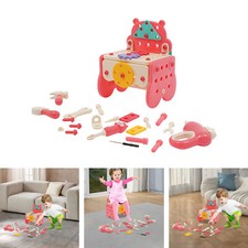 62pcs Modern Toddler Construction Tool Toy Set with Electric Toy Drill Pink NEW