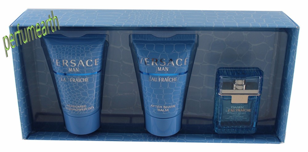 3 Pcs Versace Eau Fraiche Mini Set 0.17oz./5ml Edt Splash For Men New
