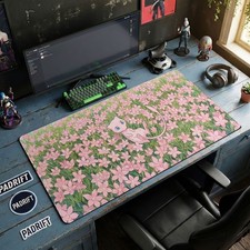 Mew Pink Floral Meadow XL Gaming Mouse Pad, Pokemon Desk Mat