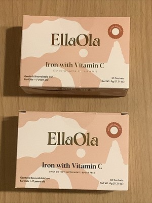 EllaOla Kids - Unflavored Iron w Vitamin C - 59 Sachets - Exp 2027 -Nearly 2 Box