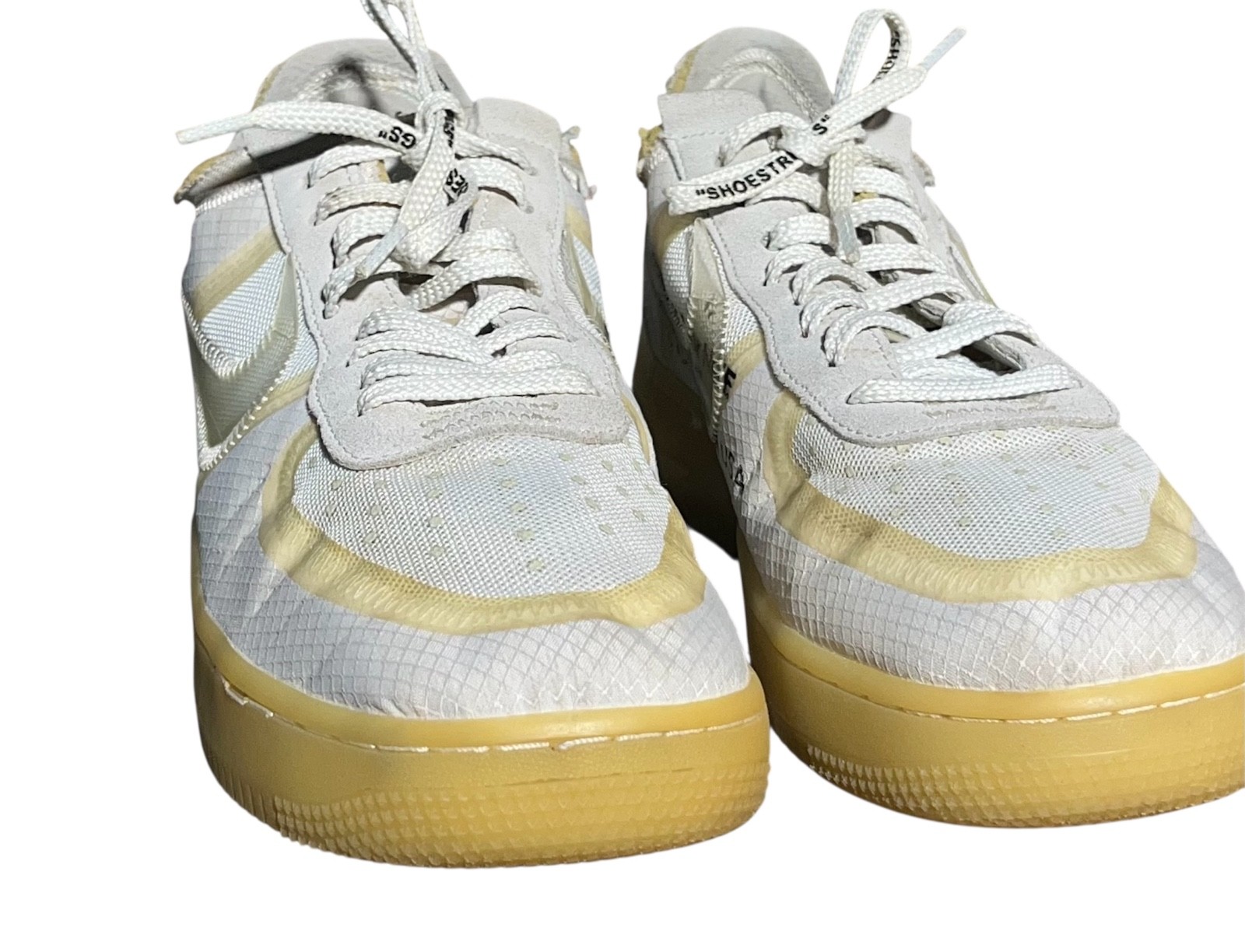 A04606 100 Off White x Nike Air Force 1 osso chiaro bianco taglia 8 5 US