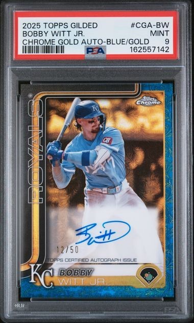 🔥2025 Topps Gilded Bobby Witt Jr Blue Gold Auto /50 PSA 9 Royals #CGA-BW🔥 view 1