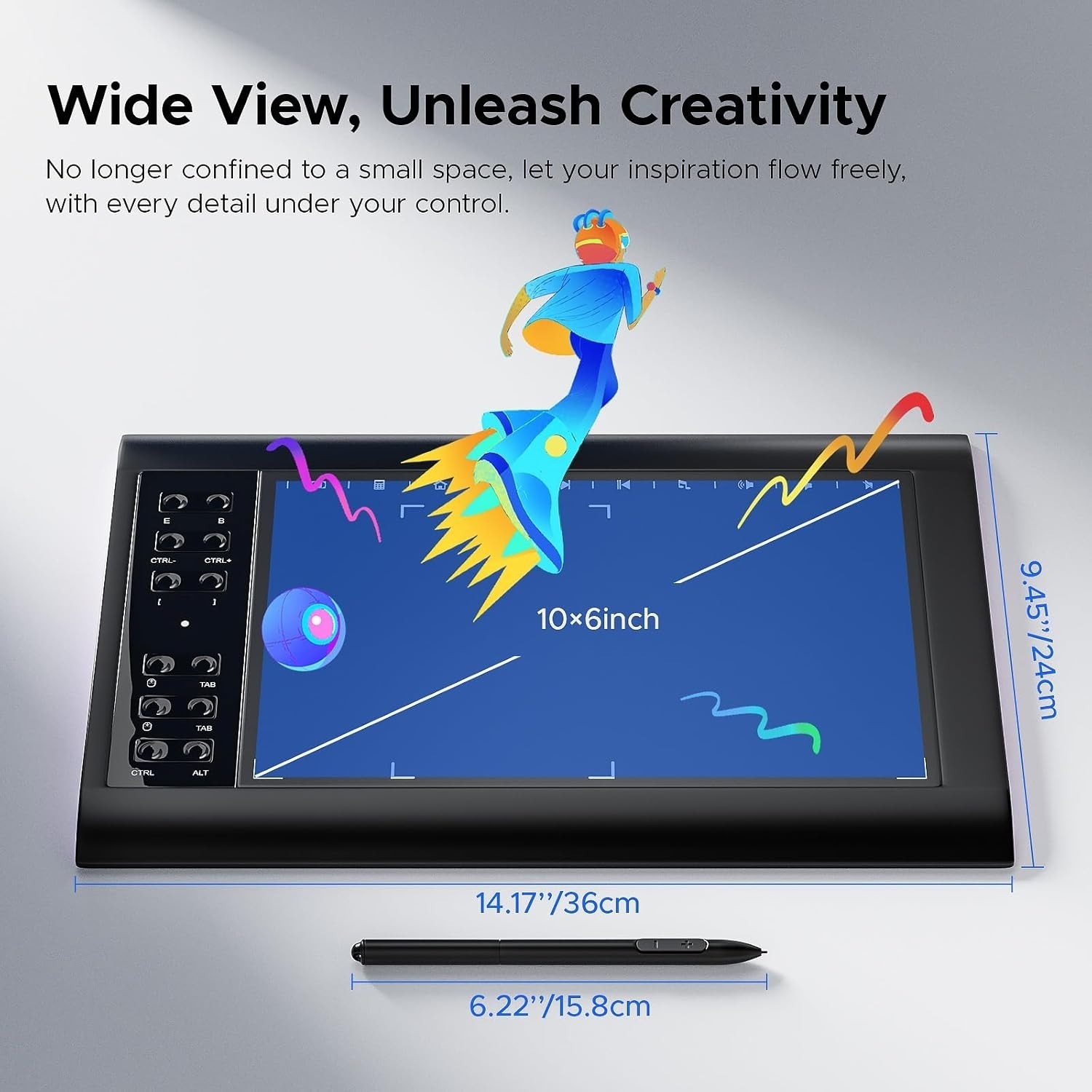 Graphic Drawing Tablet, 10x6.25 Inch,Digital Graphics Tablets for PC and Comp...