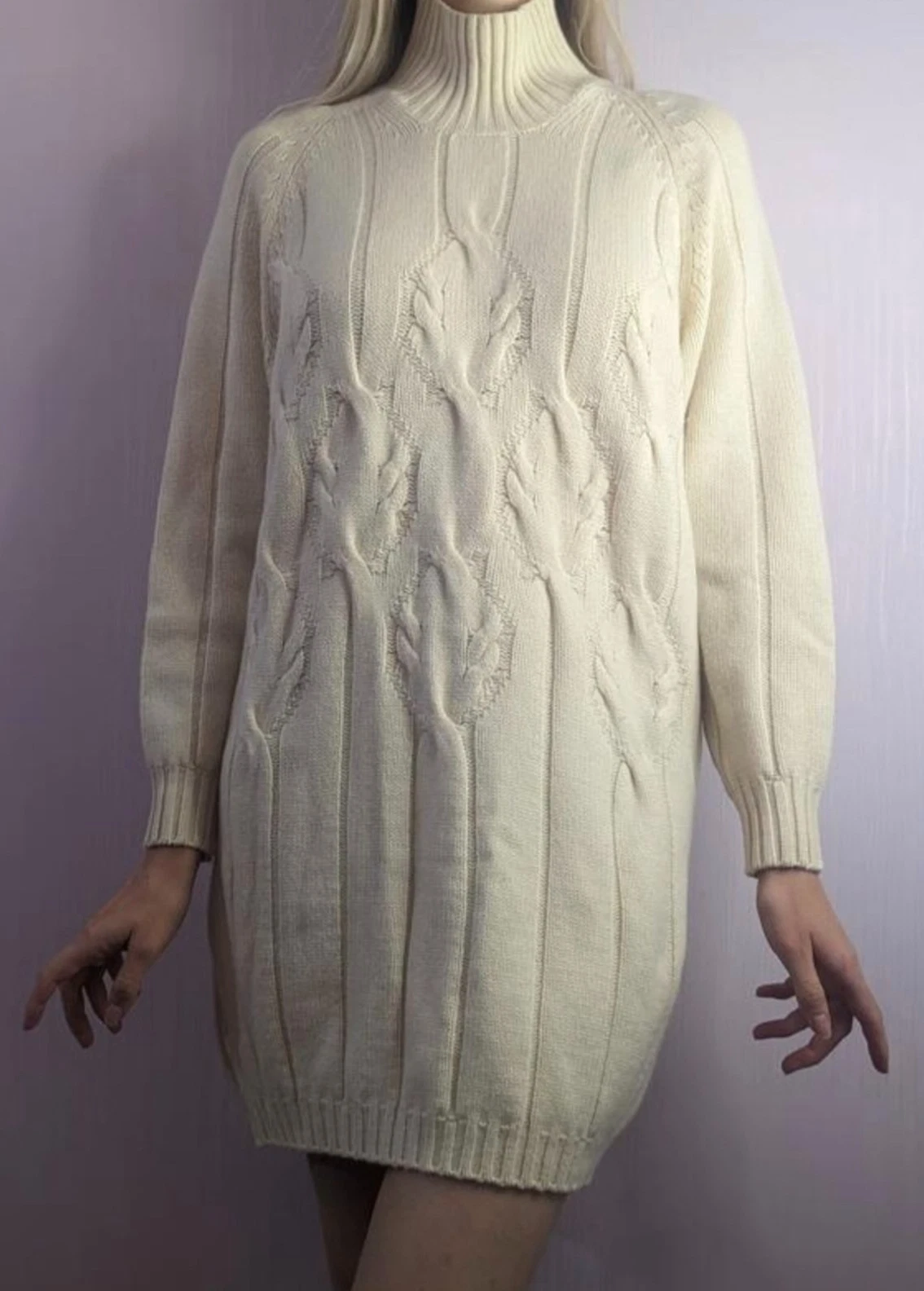 Brunello Cucinelli — Brunello Cucinelli Cashmere Silk Wool Cable Knit Dress Italy M