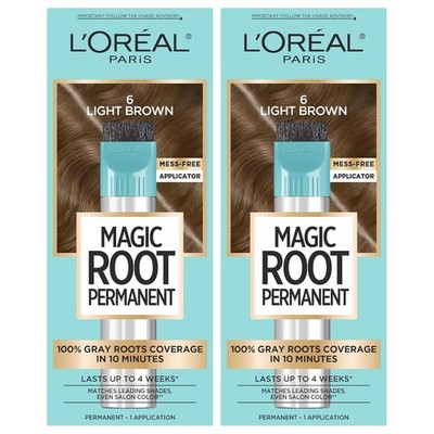 L'Oreal Magic Root Permanent Hair Color Kit 6 Light Brown 2 Count
