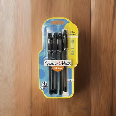 Paper Mate Ink Joy Ultra Glatt Mittlere Spitze 1 mm 4er Set Kugelschreiber Schwarz
