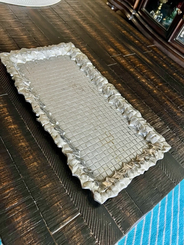 Wilton Armetale 17 дюймов прямоугольный сервировочный лоток текстурированная сетка винтаж США - Изображение 3 из 4