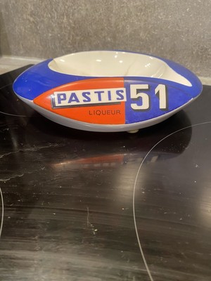 Antique Pernod 45 Pastis 51 Earthenware Moulin Des Loups Large Ashtray, Vintage