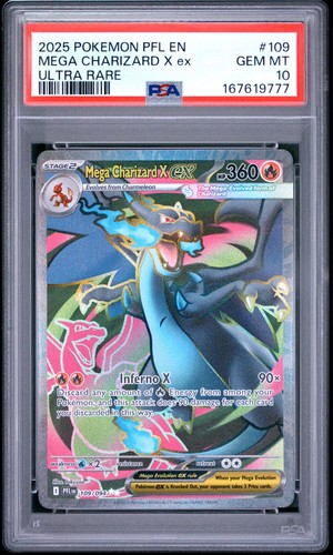 2025 POKEMON PFL EN-PHANTASMAL FLAMES ULTRA RARE #109 MEGA CHARIZARD X EX PSA 10
