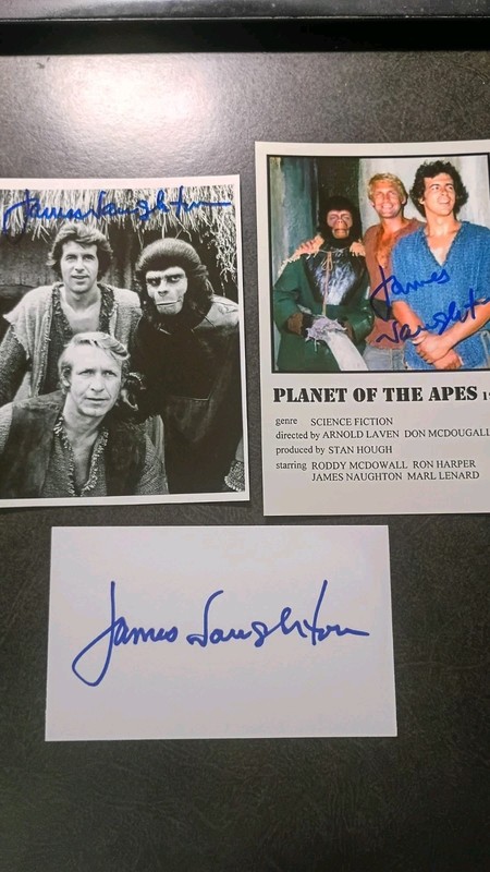 JAMES NAUGHTON 2 Hand Signed Autograph 4X6 PHOTO S & CARD- PLANET OF THE APES 