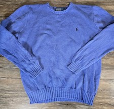 Vintage Ralph Lauren Sweater Men's M Blue Cotton Knit Fisherman 90s