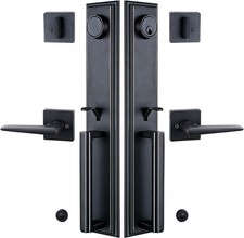 Double Door Handle Heavy Duty Front Door Lock Set with Lever & 2 Keyed Alike