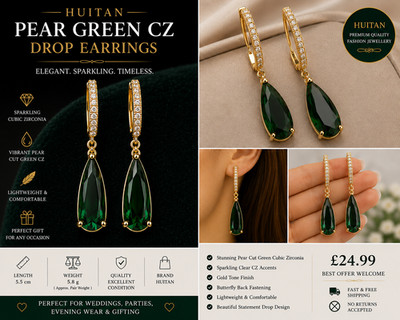Huitan grüne Birne CZ Ohrhänger goldfarben Kristall Hänger Hochzeit Party Geschenk