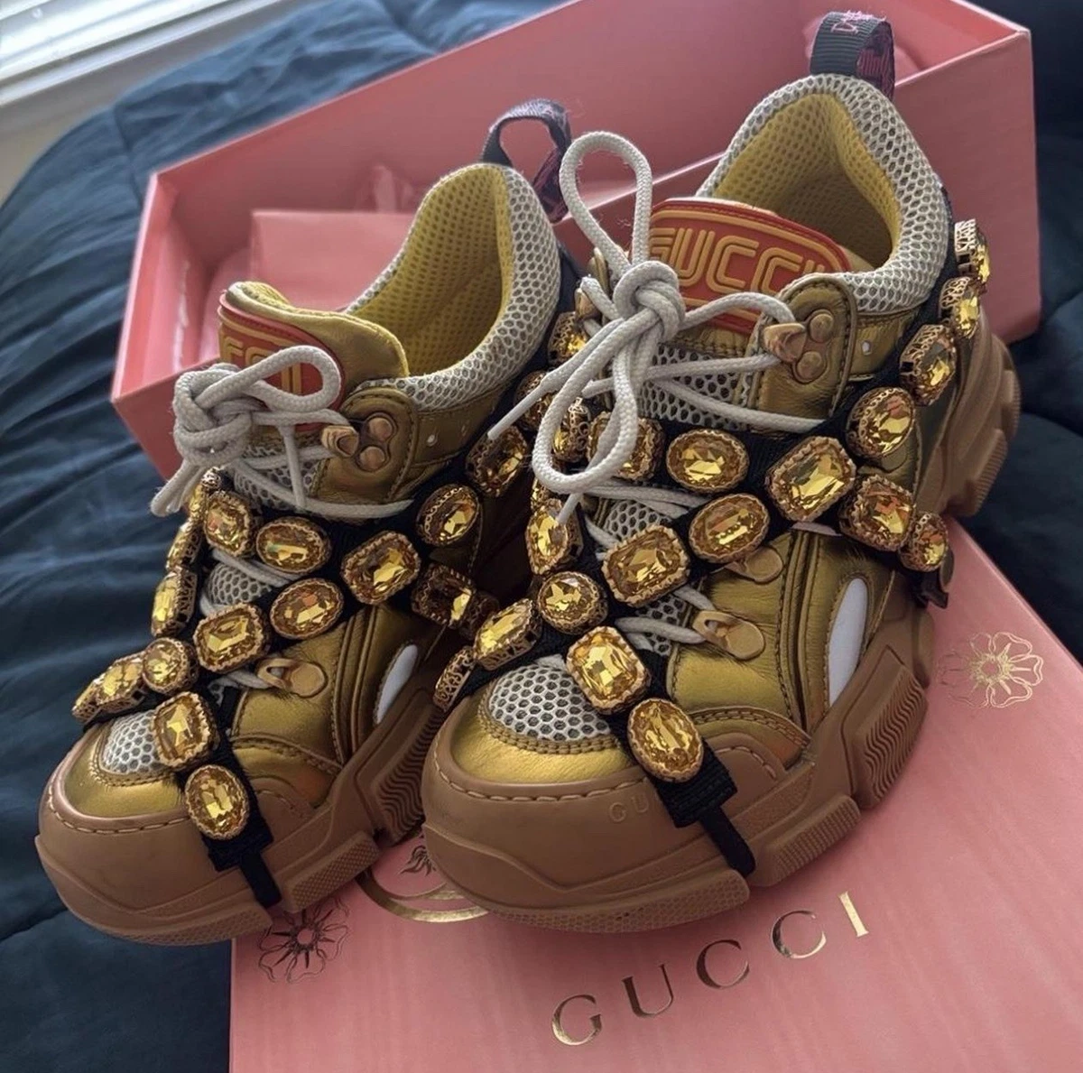 Gucci Gold Athletic Shoes for Women for sale | eBay