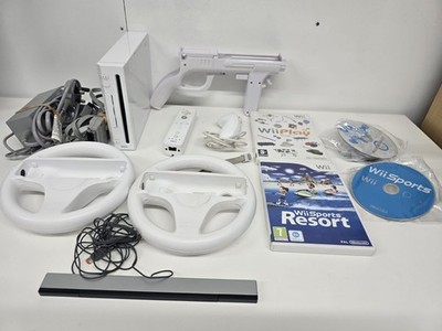 Nintendo Wii Konsole Bundle Wii Sports Resort Mario Kart Play Wheels Zapper etc