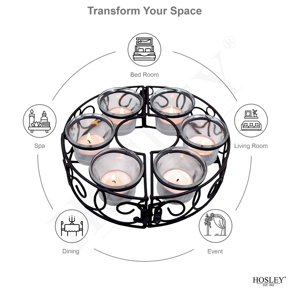 Suporte Tealight para pátio, 8 polegadas de diâmetro com 6 copos, peças centrais ideais para... - Imagem 3 de 4