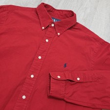 Vintage Polo Ralph Lauren Men's Long Sleeve Custom Fit Sz L Red Button Down Pony