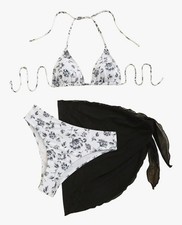 Womens 3 Piece Set Cute Bikini Floral