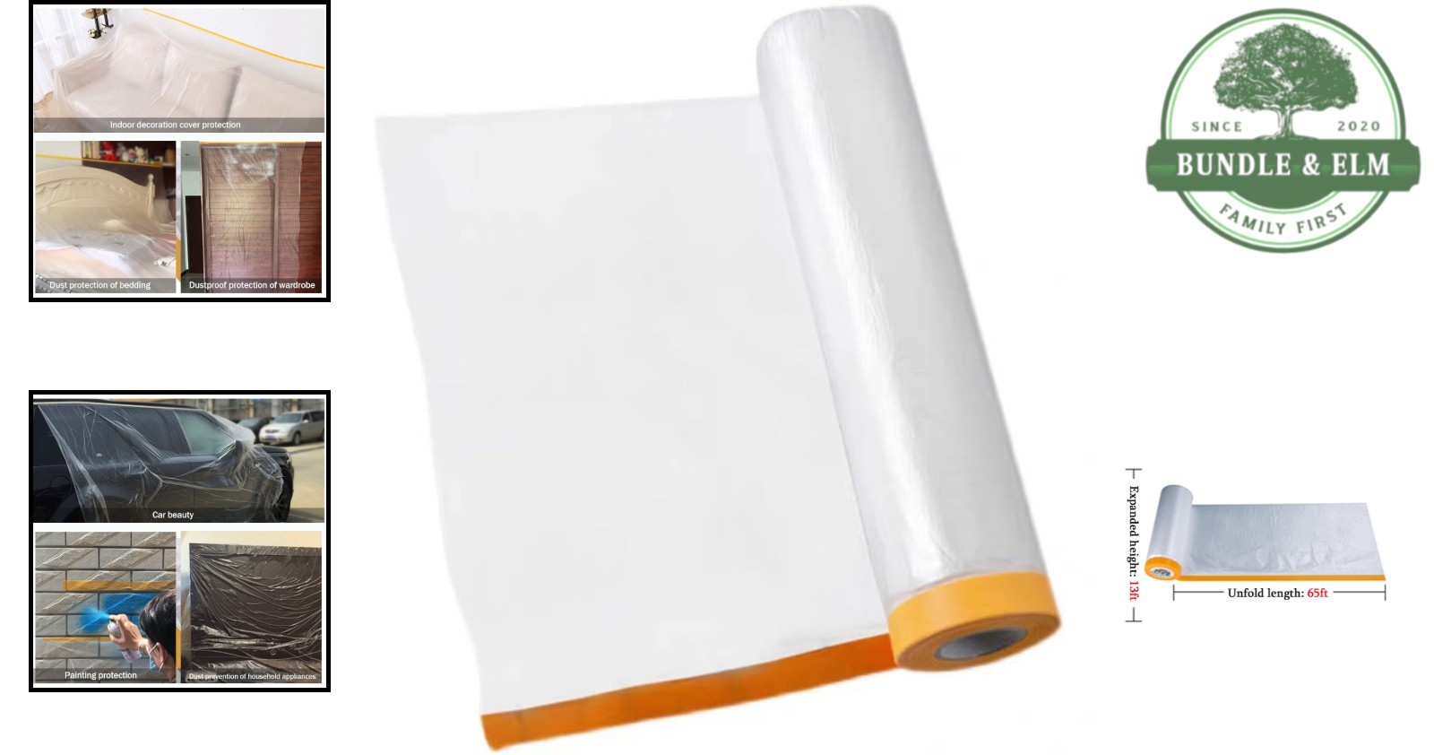 Painting Masking Film Polyethylene 13x65-Ft Covering Auto Furniture Plastic