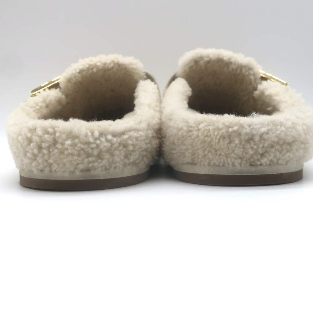 Fendi Feel Shearling Mules Cream Size 40 image 9