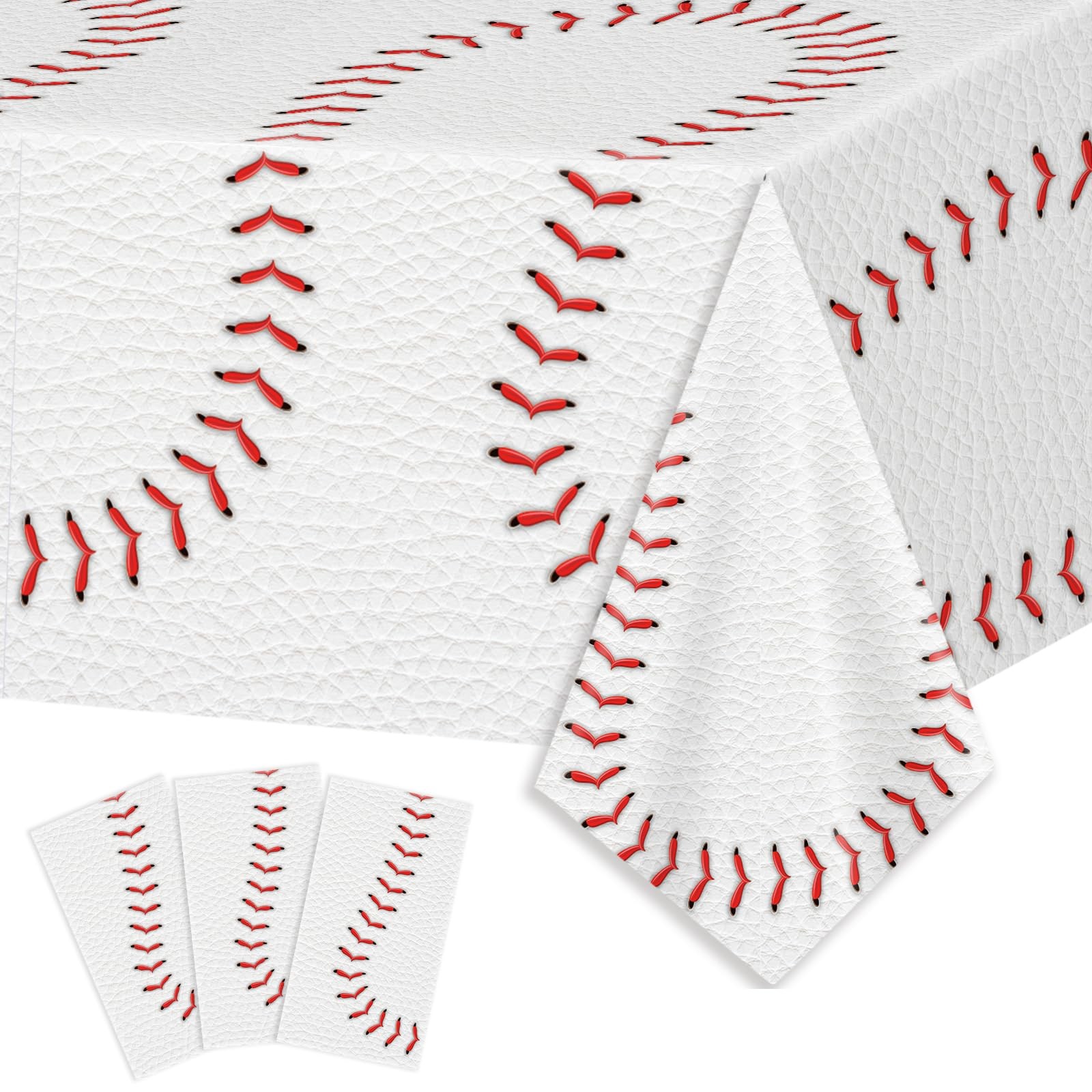 Baseball Theme Table Cover, 3Pcs Waterproof, Party Supplies,