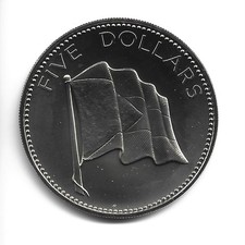 World Coins - Bahamas $5 Dollars 1974 Coin 45mm KM# 67 CuNi BU UNC From Set
