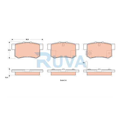 Fits Fiat Sedici 2006-2014 1.6 1.9 D 2.0 Ruva Rear Brake Pads Set