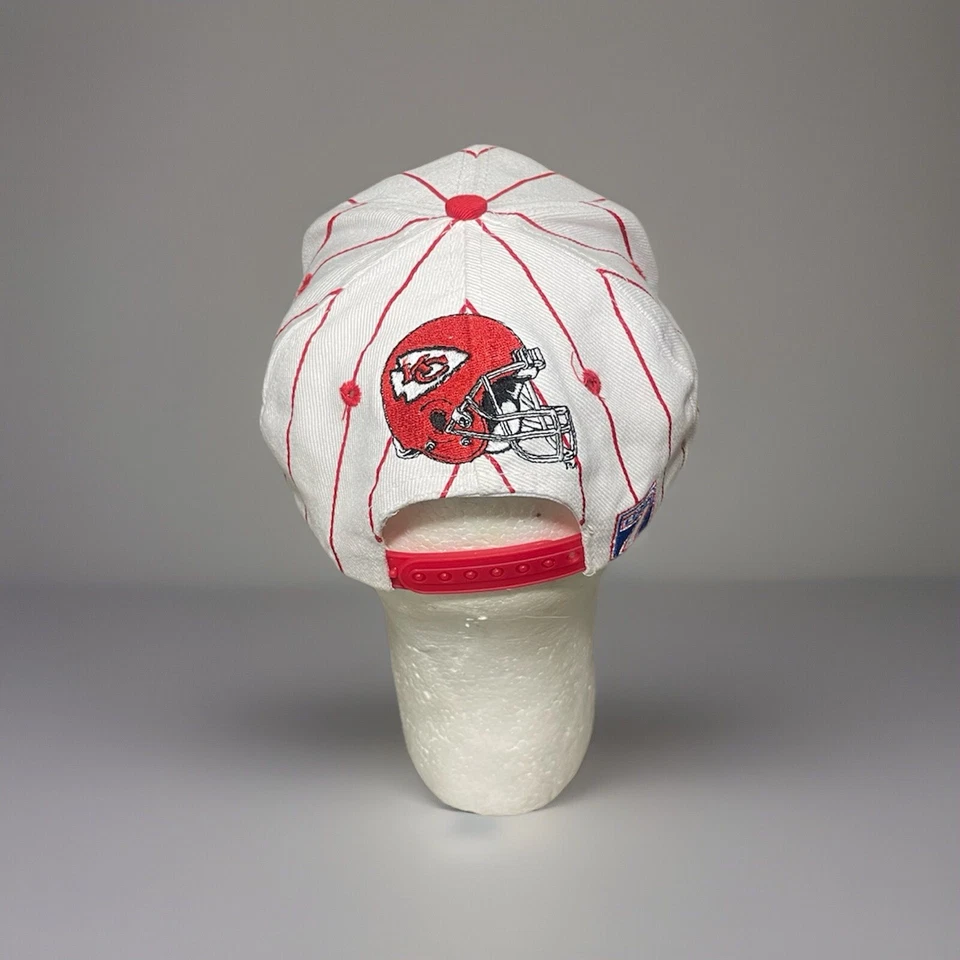 1990s Kansas City KC Chiefs Punta de Flecha Logotipo a Rayas 7 Equipo NFL Gorra Snapback 🔥 Foto 2 de 4