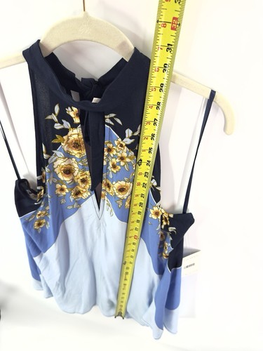 Free People Beat Of My Heart Tunic Top Mini Dress Size S Blue Floral Halter NWT - Picture 8 of 8