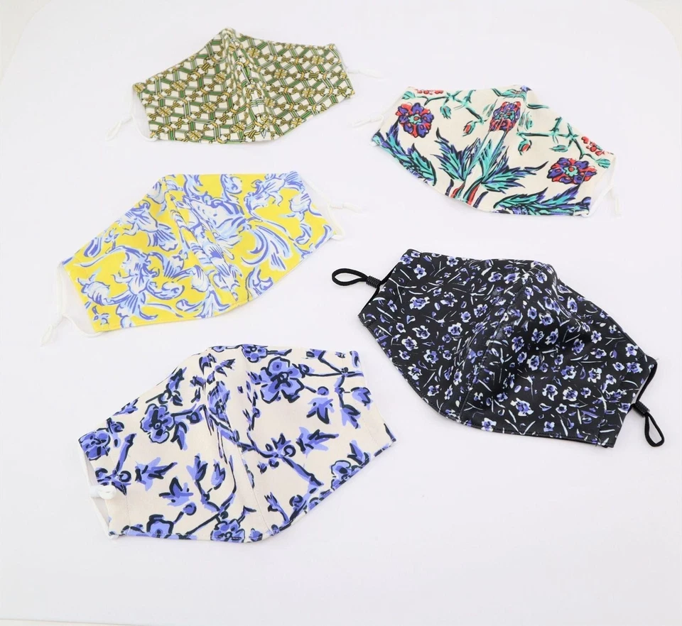 Nuevo en Paquete Tory Burch Floral Dos Capas Máscara Ajustable Cubierta Facial Elige un diseño Foto 2 de 4