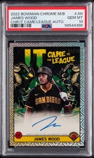 2022 BOWMAN CHROME MEGA BOX IT CAME TO THE LEAGUE AUTOS JAMES WOOD 21/99 PSA 10