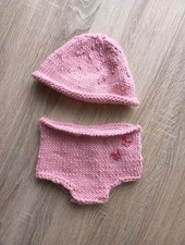 Baby Fotoshooting Set- Mütze Und Hose, Mädchen, rosa Farbe 