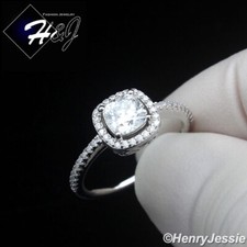 WOMEN SOLID 925 STERLING SILVER CLASSIC SQUARE MOISSANITE ENGAGEMENT RING MR228