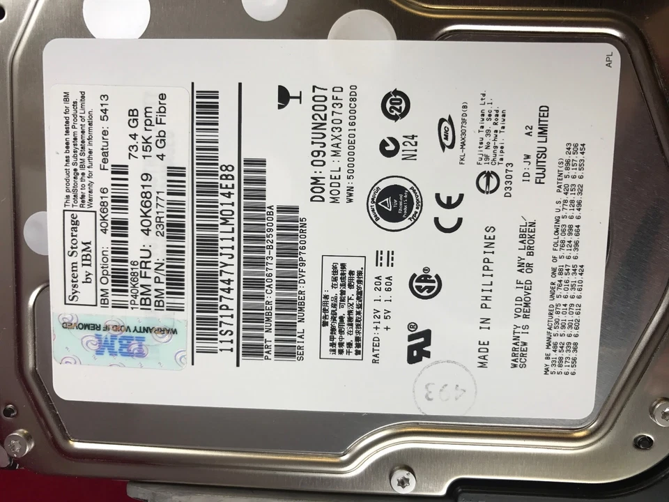 IBM 73GB 3.5" Hard Drive 40K6819 40K6816 15K 4gb fc 23R1771 MAX3073FD - Image 4 of 4