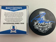 CRAIG BERUBE SIGNED 2019 STANLEY CUP PUCK BLUES PUCK BECKETT BAS COA T40349