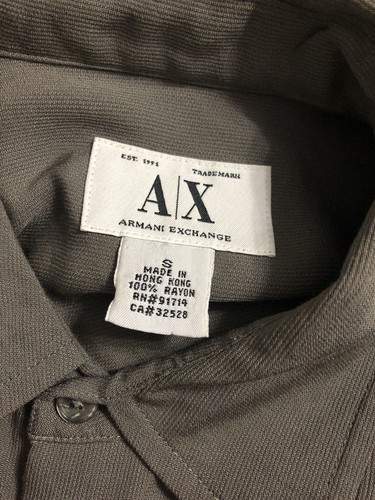 Armani Exchange Men Size Small Gray Button Down Long Sleeve Shirt - Picture 3 of 8