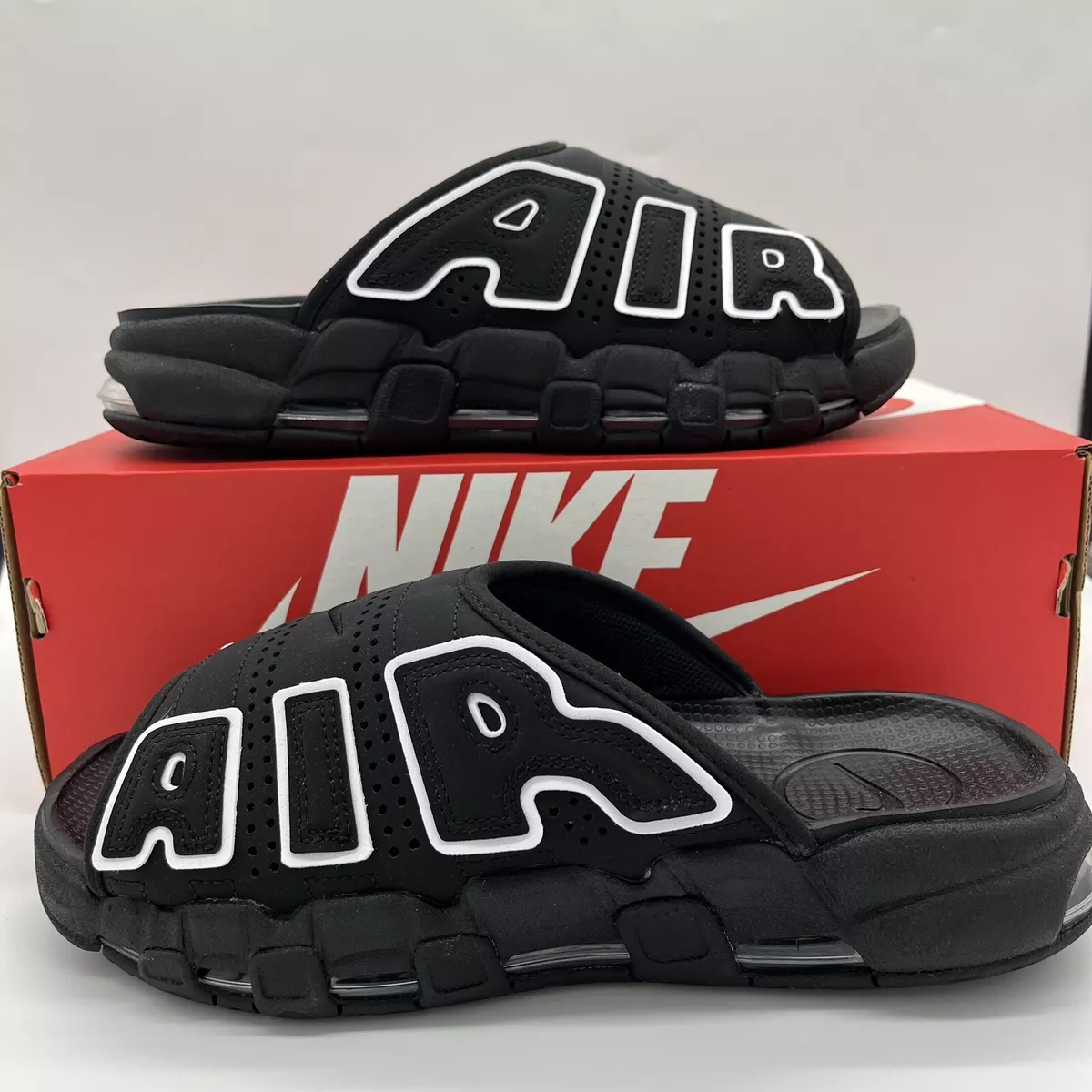 Nike Air More Uptempo Slide Black White DV2137-001 Multi Size NEW