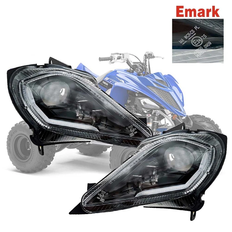 Pair LED HEADLIGHT ASSEMBLY for 2006-2025 YAMAHA YFZ 450 RAPTOR YFM 250 350 700 - Image 3 of 4