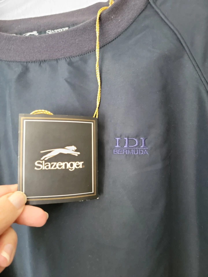Chaqueta cortavientos Slazenger vintage XL azul bolsillos golf nueva Foto 2 de 4
