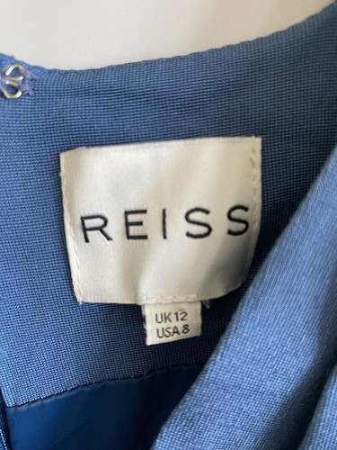 REISS Dress Sz 12 Blue Layered V Neck Sleeveless Lined Bodycon Occasion Women - Picture 6 of 10