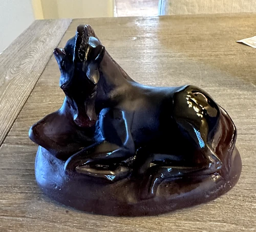 Daum Pate de Verre Malick Resting Horse Figurine Paperweight
