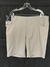 Roundtree  York Performance Men's Size 42" x 9" Shorts Khaki Stretch Flat Front