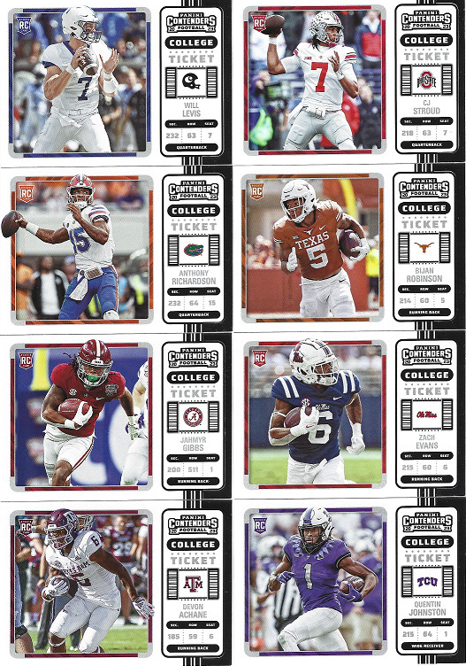 2023 Panini Chronicles Draft Picks Bijan Robinson Contenders College Ticket RC