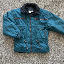 Vintage Edelweiss Teal And Floral Ski Jacket Size Medium