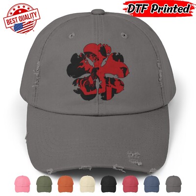5-Leaf Clover  Distressed Cap Black Clover symbol Anime Manga Hat DTF Printed