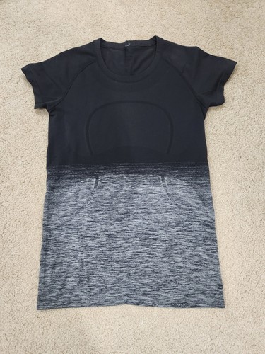 Lululemon Athletica Swiftly Tech Crew Tshirt Workout Top 2-tone Gray/Black