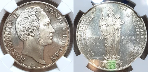 NGC Bavaria 1855 A MS 64+ PL Silver 2 Gulden Proof Like Coin Germany Full Luster