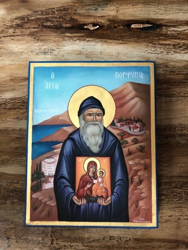 Saint Porphyrios the Kavsokalivitis Hand Painted Orthodox Byzantine Icon - Picture 4 of 12