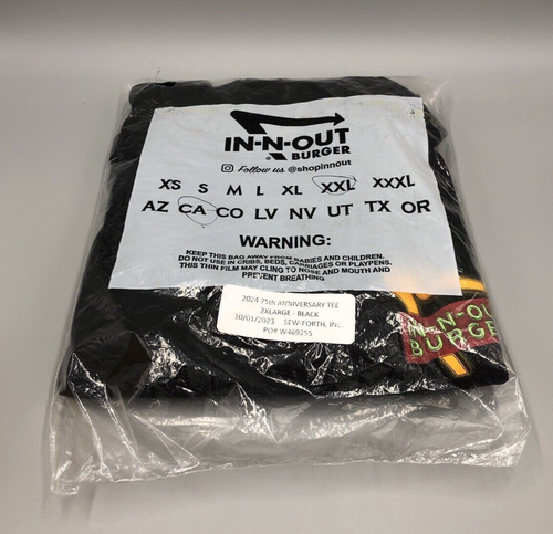 In-N-Out burger 75th Anniversary California Black T-Shirt XXL Factory Sealed - 第 3/11 張圖片